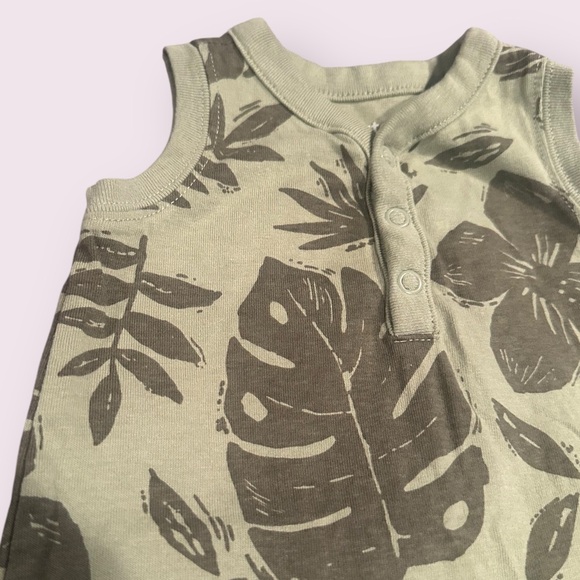 Carters Baby Green Palm Leaf Print Baby Romper Size 3 Months - Picture 3 of 5
